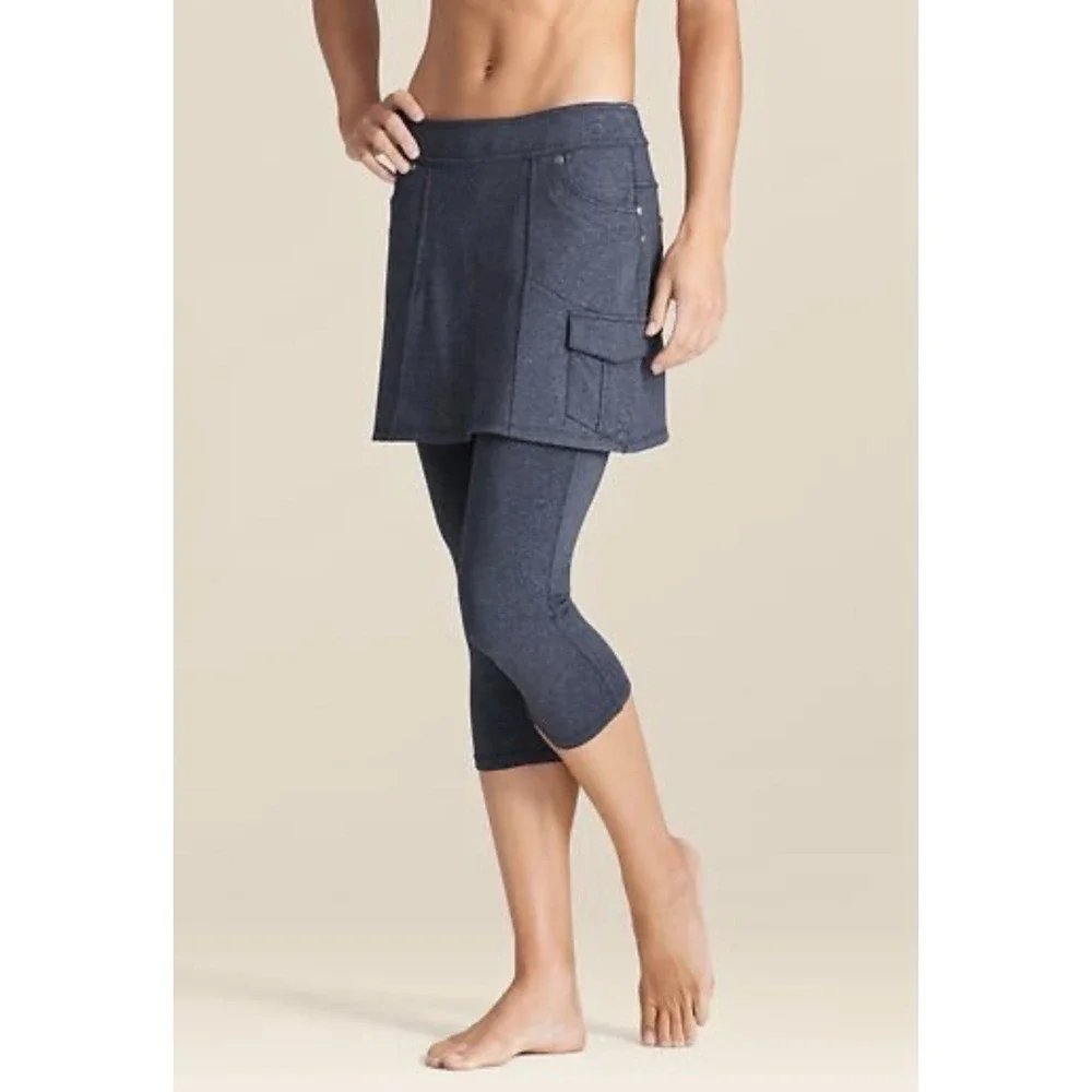 Athleta Womens Size Medium Tall Athleta Contender 2-in-1 Skirt Legging Navy Blue